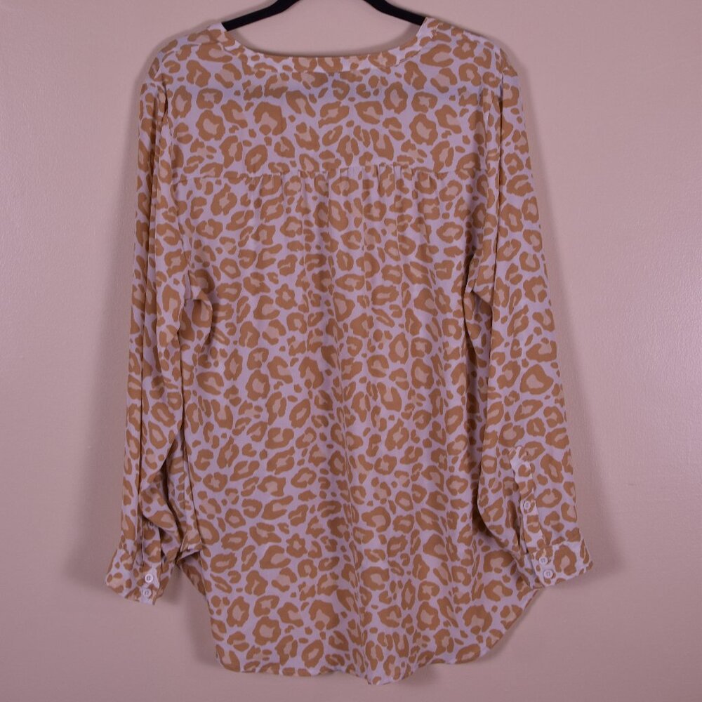 Torrid Women's Georgette Hi-Low Long Sleeve Cheetah Print Blouse - Size L - Picture 6 of 7